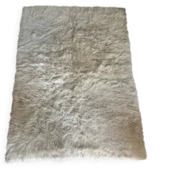 Grand tapis vintage 100 % pur laine Flokati à poil long des années 60-70