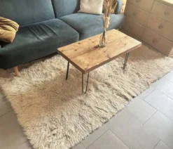 Grand tapis vintage 100 % pur laine Flokati à poil long des années 60-70
