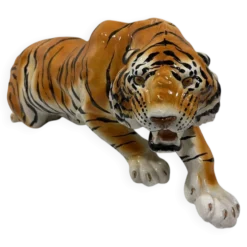 Grand tigre en céramique italienne des années 1970