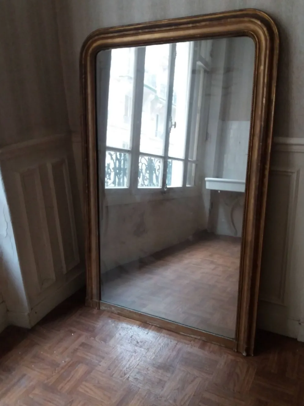 Grand trumeau louis-philippe en bois dore