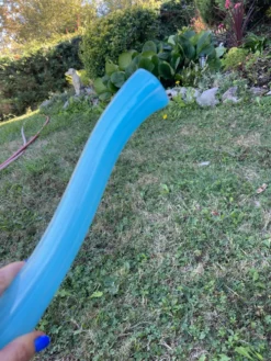 Grand vase Murano en verre bleu turquoise – 53 cm – Vintage