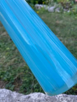 Grand vase Murano en verre bleu turquoise – 53 cm – Vintage