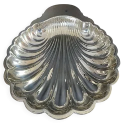 Grand vide poche vintage coquillage en métal argenté