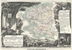 Gravure illustration réhaussée couleurs des 86 départements et possessions de la France en 1852