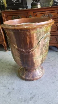 Gros pot de fleurs en terre cuite vernissee boisset anduze 2002