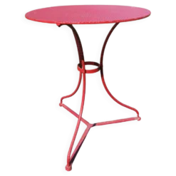 Gueridon en fer forgé ancien repeint rouge bordeaux