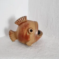 Gunnar Nylund, sculpture/vase/bol en céramique en forme de poisson, scandinave moderne