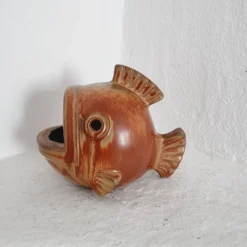 Gunnar Nylund, sculpture/vase/bol en céramique en forme de poisson, scandinave moderne