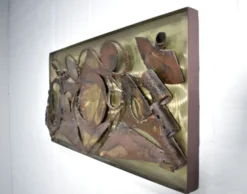 Henrik Horst Brutaliste sculpture murale en métal brutaliste des années 1970 danoise