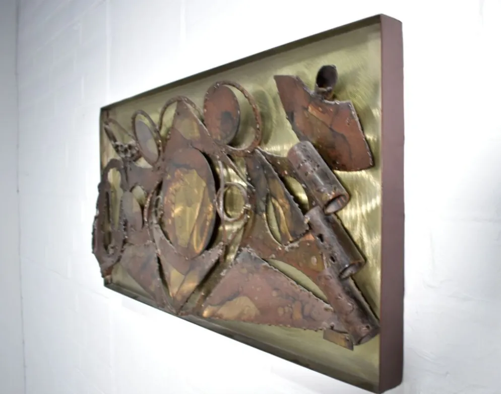 Henrik Horst Brutaliste sculpture murale en métal brutaliste des années 1970 danoise