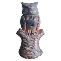 Hibou chouette sifflet zoomorphe en terre cuite