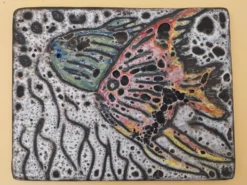 Honoré Camos céramique signée Poisson Vallauris écume
