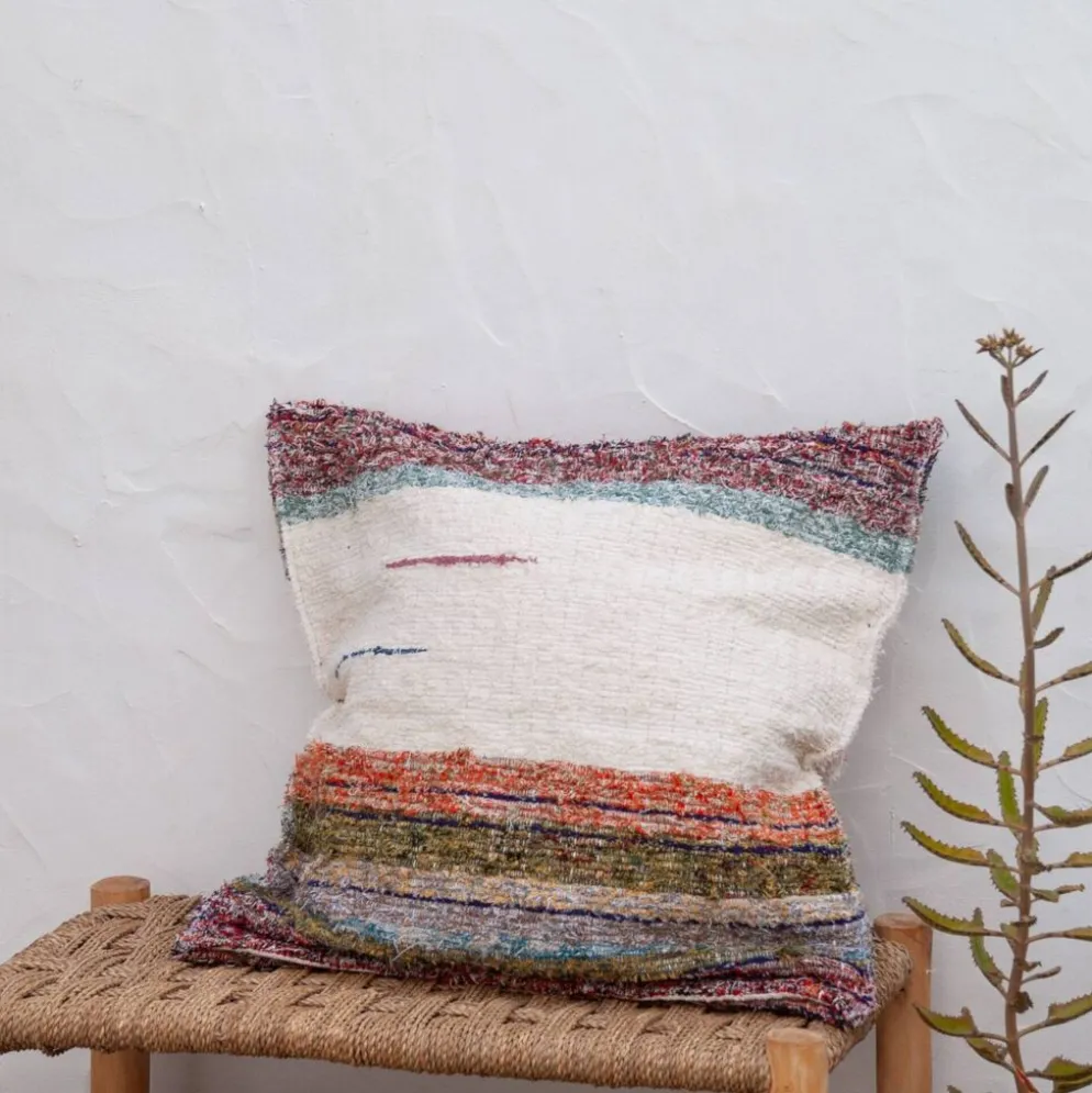 Housse de cousin artisanale tissé main en coton recyclé