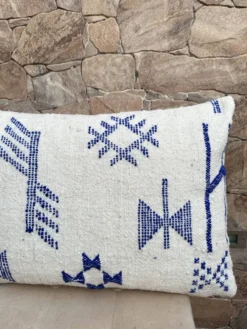 Housse de coussin artisanale en laine berbère, coussin Kilim marocain