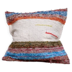 Housse de coussin artisanale en coton recyclé tissé main