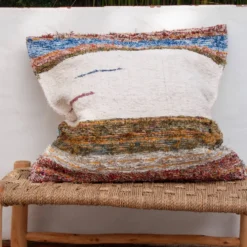 Housse de coussin artisanale en coton recyclé tissé main