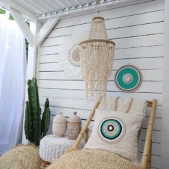 Housse de coussin Aussa avec deco en coquillages