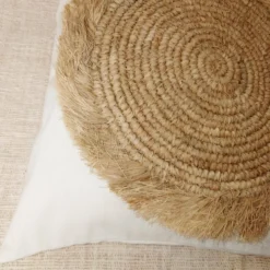 Housse de Coussin Bora, coton, raphia 50x50 cm