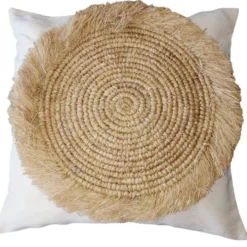 Housse de Coussin Bora, coton, raphia 50x50 cm