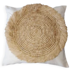 Housse de Coussin Bora, coton, raphia 50x50 cm