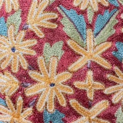 Housse de coussin brodée main du Cachemire, motif floral moghol 40 x 40 cm