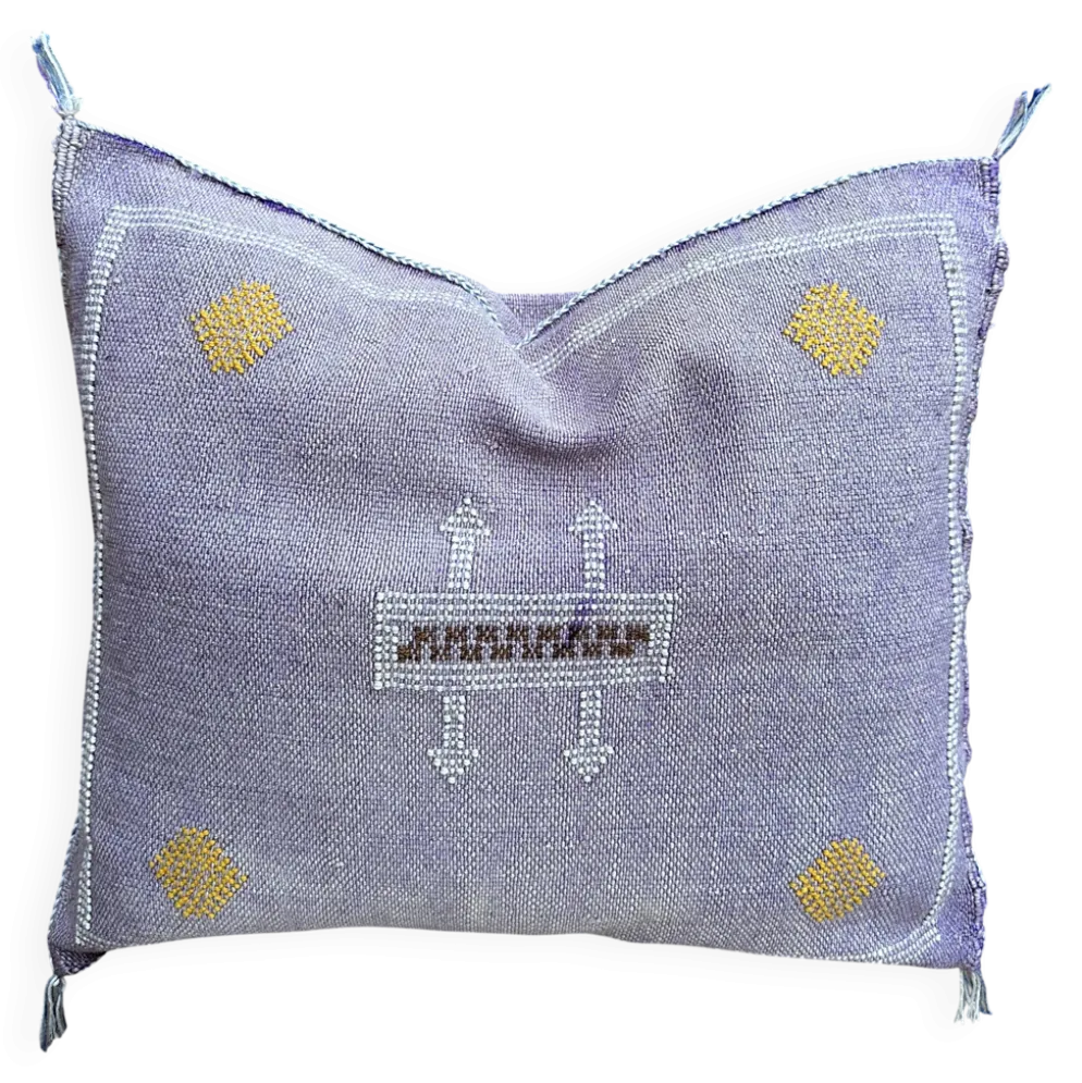 Housse de coussin en soie marocaine faite main, motif cactus