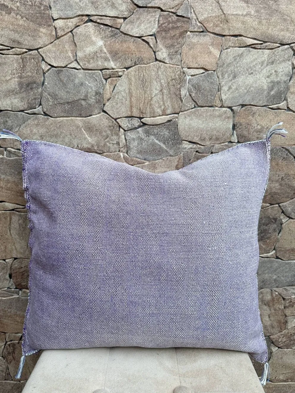 Housse de coussin en soie marocaine faite main, motif cactus