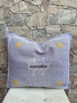 Housse de coussin en soie marocaine faite main, motif cactus