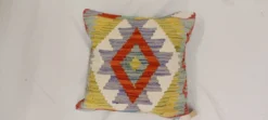 Housse de coussin géométrique traditionnelle, coussin kilim afghan vintage, décoration intérieure.