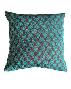 Housse de coussin Kachin bordeaux et turquoise (RIDA)