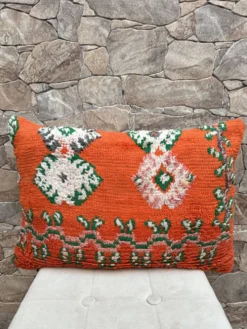 Housse de coussin Kilim berbère vintage : Coussin en laine marocaine