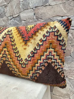 Housse de coussin Kilim berbère vintage : Coussin en laine marocaine