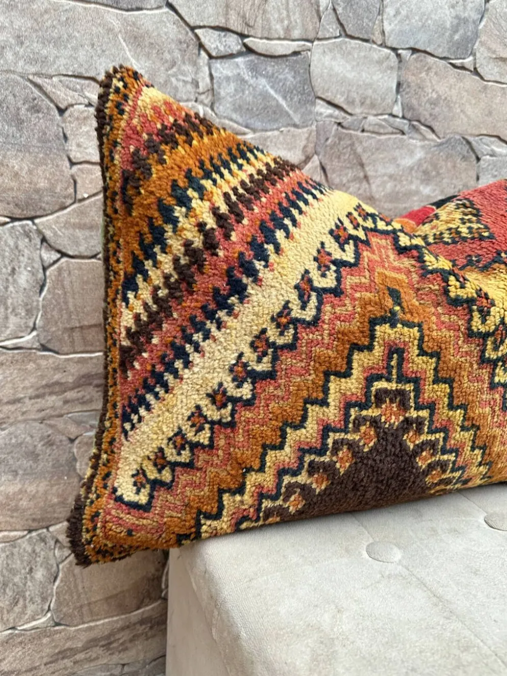 Housse de coussin Kilim berbère vintage : Coussin en laine marocaine