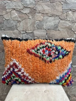 Housse de coussin Kilim berbère vintage : Coussin en laine marocaine