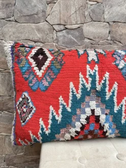 Housse de coussin Kilim berbère vintage : Coussin en laine marocaine