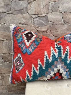Housse de coussin Kilim berbère vintage : Coussin en laine marocaine
