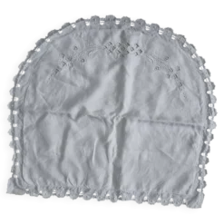 Housse de coussin oreiller vintage demi-rond blanche brodée – Années 60, mo