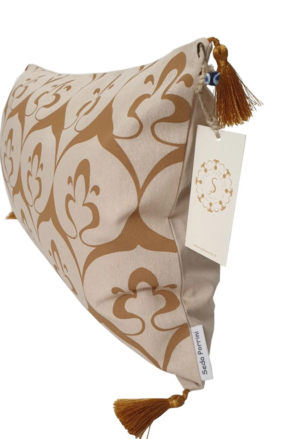 Housse de coussin ottoman beige / ocre havane - 30 x 50