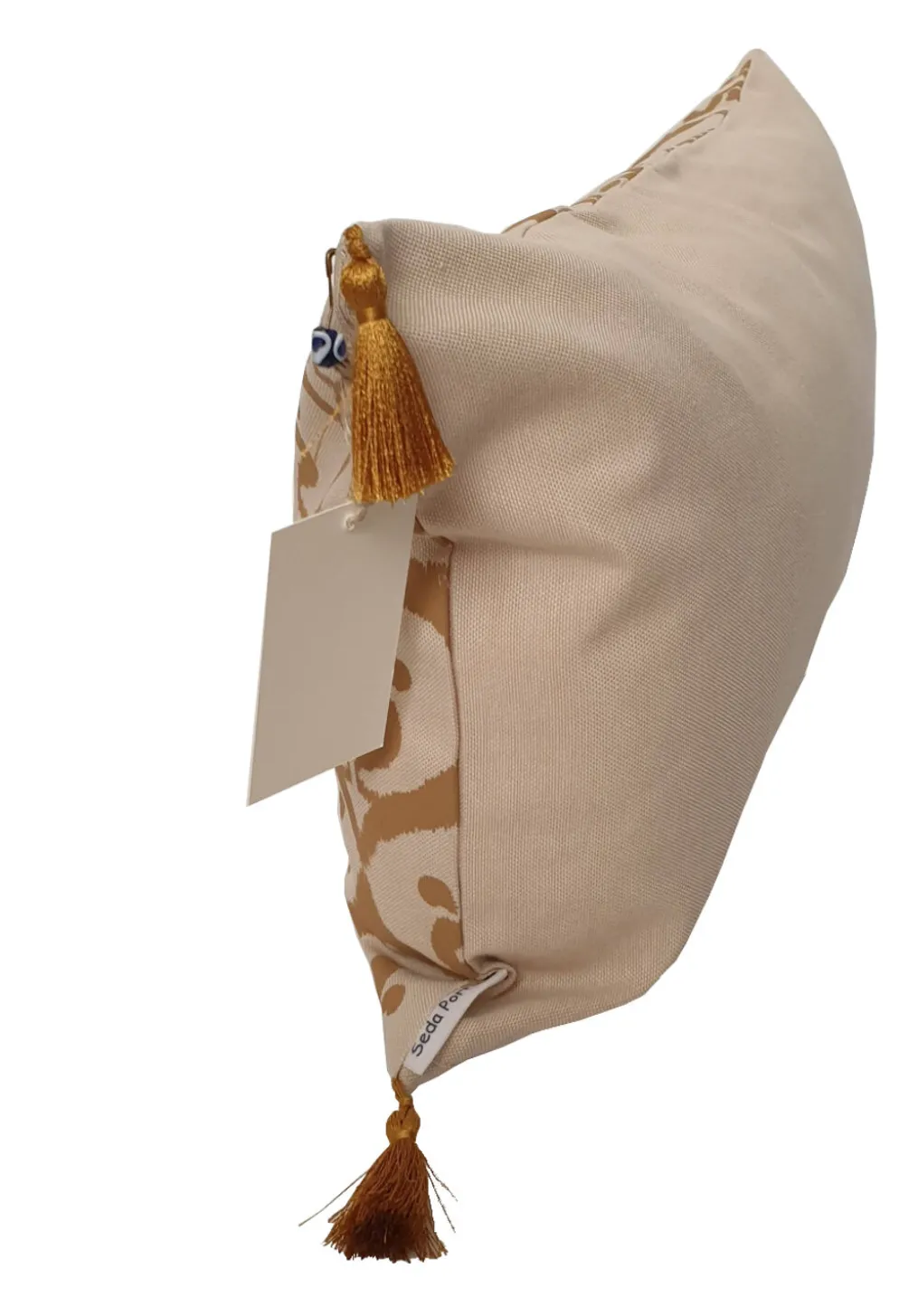 Housse de coussin ottoman style ikat beige / ocre havane - 30 x 50