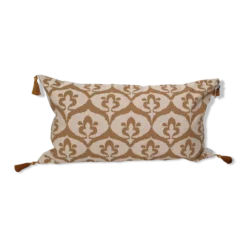 Housse de coussin ottoman style ikat beige / ocre havane - 30 x 50