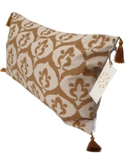 Housse de coussin ottoman style ikat beige / ocre havane - 30 x 50