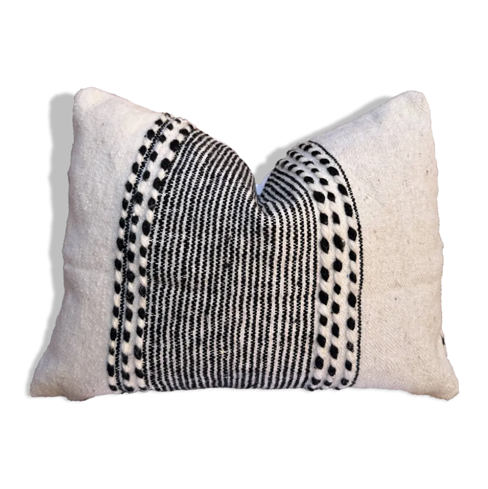 Housse de coussin rectangulaire berbère Zanfi - Fait main - 100 % laine