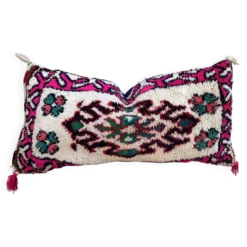 Housse de coussin vintage en laine berbère : Coussin tapis marocain 76x40cm
