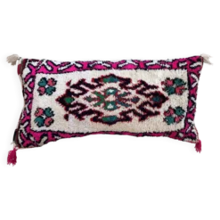 Housse de coussin vintage en laine berbère : Coussin tapis marocain 76x40cm