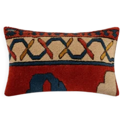 Housse de coussin vintage en tapis à poils longs, motif géométrique turc, 30 x 50 cm