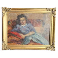 HSP portrait jeune femme assise signée Lilly Véréa XXème
