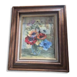 Huile originale – Bouquet de fleurs signé, Guido Hanset (1910-1992)