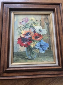 Huile originale – Bouquet de fleurs signé, Guido Hanset (1910-1992)
