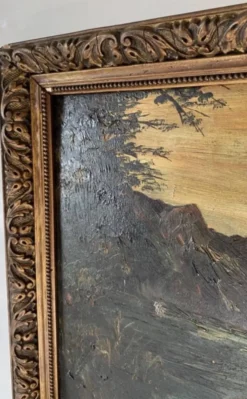 Huile sur bois, cadre mouluré