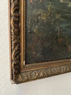 Huile sur bois, cadre mouluré